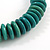 Teal Button, Round Wood Bead Wire Necklace - 46cm L - view 3