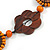 Brown/ Orange Wood Floral Motif Black Cord Necklace - 60cm L/ Adjustable - view 3