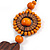 Brown/ Orange Wood Floral Motif Black Cord Necklace - 60cm L/ Adjustable - view 4