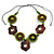 Brown/ Lime Green Wood Floral Motif Black Cord Necklace - 60cm L/ Adjustable