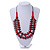 Cherry Red/ Brown Wood Bead Black Cotton Cord Necklace - 70cm L - view 2