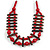 Cherry Red/ Brown Wood Bead Black Cotton Cord Necklace - 70cm L - view 3