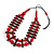 Cherry Red/ Brown Wood Bead Black Cotton Cord Necklace - 70cm L - view 4