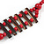 Cherry Red/ Brown Wood Bead Black Cotton Cord Necklace - 70cm L - view 8