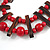 Cherry Red/ Brown Wood Bead Black Cotton Cord Necklace - 70cm L - view 5