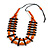 Orange/ Brown Wood Bead Black Cotton Cord Necklace - 70cm L - view 8