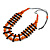 Orange/ Brown Wood Bead Black Cotton Cord Necklace - 70cm L - view 3