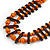 Orange/ Brown Wood Bead Black Cotton Cord Necklace - 70cm L - view 4