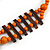 Orange/ Brown Wood Bead Black Cotton Cord Necklace - 70cm L - view 5