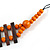 Orange/ Brown Wood Bead Black Cotton Cord Necklace - 70cm L - view 6