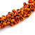 Orange Wood Bead Cluster Black Cotton Cord Necklace - 80cm L/ Adjustable - view 4