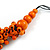 Orange Wood Bead Cluster Black Cotton Cord Necklace - 80cm L/ Adjustable - view 5