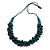 Teal Wood Bead Cluster Black Cotton Cord Necklace - 80cm L/ Adjustable - view 3
