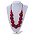 Cherry Red Wood Bead Floral Cotton Cord Necklace - Adjustable - view 2