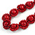 Cherry Red Wood Bead Floral Cotton Cord Necklace - Adjustable - view 4