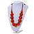 Orange Wood Bead Floral Cotton Cord Necklace - Adjustable - view 2