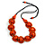 Orange Wood Bead Floral Cotton Cord Necklace - Adjustable - view 3