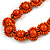 Orange Wood Bead Floral Cotton Cord Necklace - Adjustable - view 4