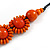 Orange Wood Bead Floral Cotton Cord Necklace - Adjustable - view 5