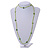 Delicate Lime Green Glass and Shell Bead Long Necklace - 110cm Long - view 2