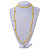 Delicate Yellow Glass and Shell Bead Long Necklace - 110cm Long - view 3