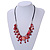 Red Glass Bead, Sea Shell Nugget Black Cord Necklace - 50cm L/ 4cm Ext - view 2