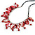 Red Glass Bead, Sea Shell Nugget Black Cord Necklace - 50cm L/ 4cm Ext - view 4