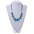 Light Blue/ Sea Blue Glass Bead, Sea Shell Nugget Black Cord Necklace - 50cm L/ 4cm Ext - view 2