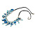 Light Blue/ Sea Blue Glass Bead, Sea Shell Nugget Black Cord Necklace - 50cm L/ 4cm Ext - view 3