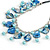 Light Blue/ Sea Blue Glass Bead, Sea Shell Nugget Black Cord Necklace - 50cm L/ 4cm Ext - view 4