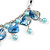 Light Blue/ Sea Blue Glass Bead, Sea Shell Nugget Black Cord Necklace - 50cm L/ 4cm Ext - view 5