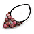 Statement Dusty Pink Resin Ball, Black Rubber Cord Bib Necklace - 52cm L - view 4