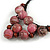 Statement Dusty Pink Resin Ball, Black Rubber Cord Bib Necklace - 52cm L - view 5