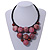 Statement Dusty Pink Resin Ball, Black Rubber Cord Bib Necklace - 52cm L - view 2
