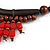 Statement Wood Cord Fringe Necklace  In Red and Brown - Adjustable - view 6