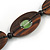 Statement Wood Oval Link with Green Ceramic Bead Black Cord Necklace - 60cm L - view 5