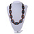 Statement Wood Oval Link with Teal Ceramic Bead Black Cord Necklace - 60cm L - view 2