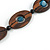 Statement Wood Oval Link with Teal Ceramic Bead Black Cord Necklace - 60cm L - view 5
