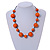 Orange Wood Bead Black Cotton Cord Necklace - 52cm Long - view 2