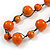 Orange Wood Bead Black Cotton Cord Necklace - 52cm Long - view 4