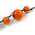 Orange Wood Bead Black Cotton Cord Necklace - 52cm Long - view 5