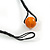 Orange Wood Bead Black Cotton Cord Necklace - 52cm Long - view 6