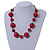 Red Wood Bead Black Cotton Cord Necklace - 52cm Long - view 2