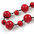 Red Wood Bead Black Cotton Cord Necklace - 52cm Long - view 4