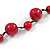 Red Wood Bead Black Cotton Cord Necklace - 52cm Long - view 5