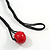 Red Wood Bead Black Cotton Cord Necklace - 52cm Long - view 6