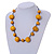 Yellow Wood Bead Black Cotton Cord Necklace - 52cm Long - view 2