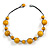 Yellow Wood Bead Black Cotton Cord Necklace - 52cm Long - view 4