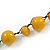 Yellow Wood Bead Black Cotton Cord Necklace - 52cm Long - view 6