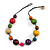 Multicoloured Wood Bead Black Cotton Cord Necklace - 52cm Long - view 1